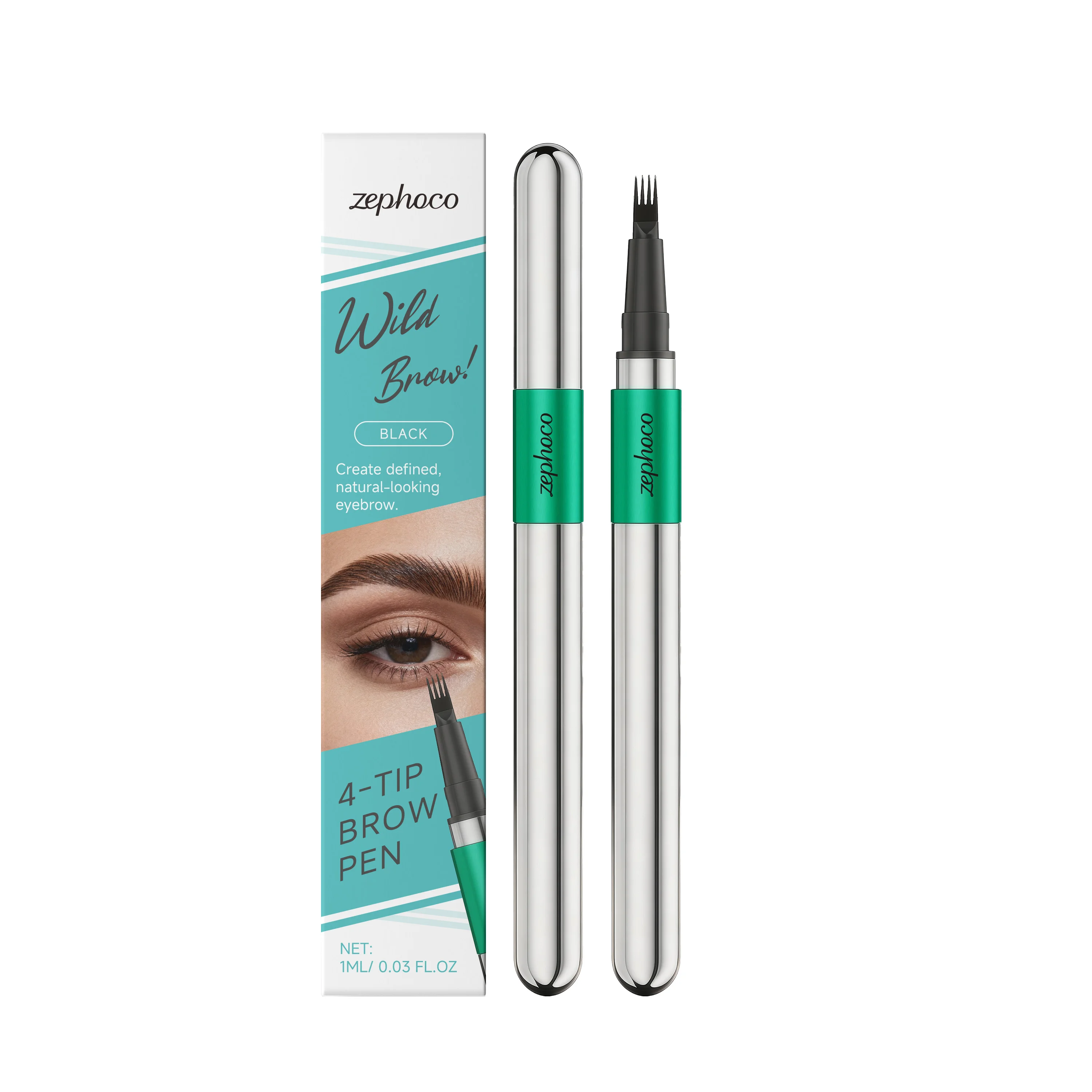 Zephoco 4-Tip Liquid Eyebrow Pen Waterproof Long Lasting Smudge-Proof Natural Matte Eyebrow Drawing Pen Eyebrows Makeup Cosmetic