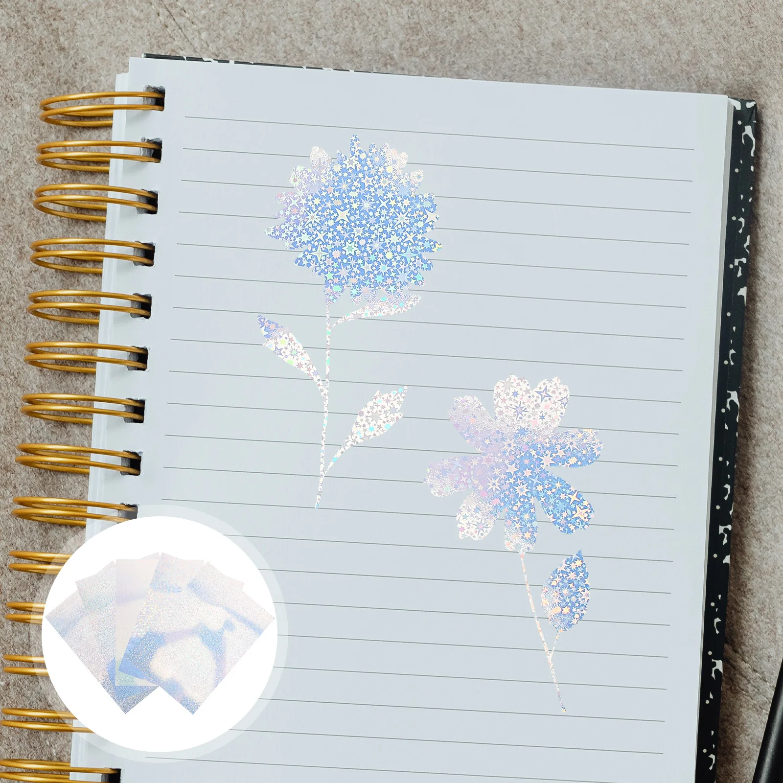 

10pcs 10 Holographic Stickers Sheets Clear Self Adhesive Vinyl Decorative Film for DIY Cup Car Book Banner Storage Jar Container