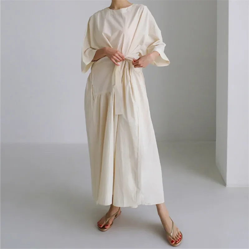 Summer New Plus Size Casual Black Half Sleeve Women's Dress A Line Maxi Skirt Loose Fit Slimming Korean Style Streetwear Dress view 5