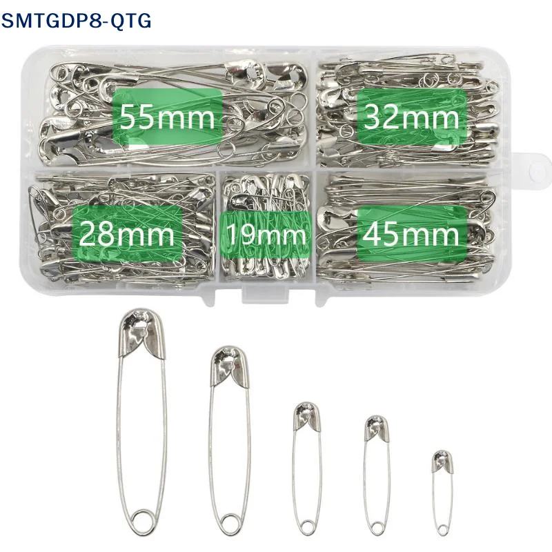 Hot！260PCS Silver Safety Pins Set Multi Sizes Sharp DIY Sewing Kit For Clothing Repair Craft Projects Emergency Fix Accessories