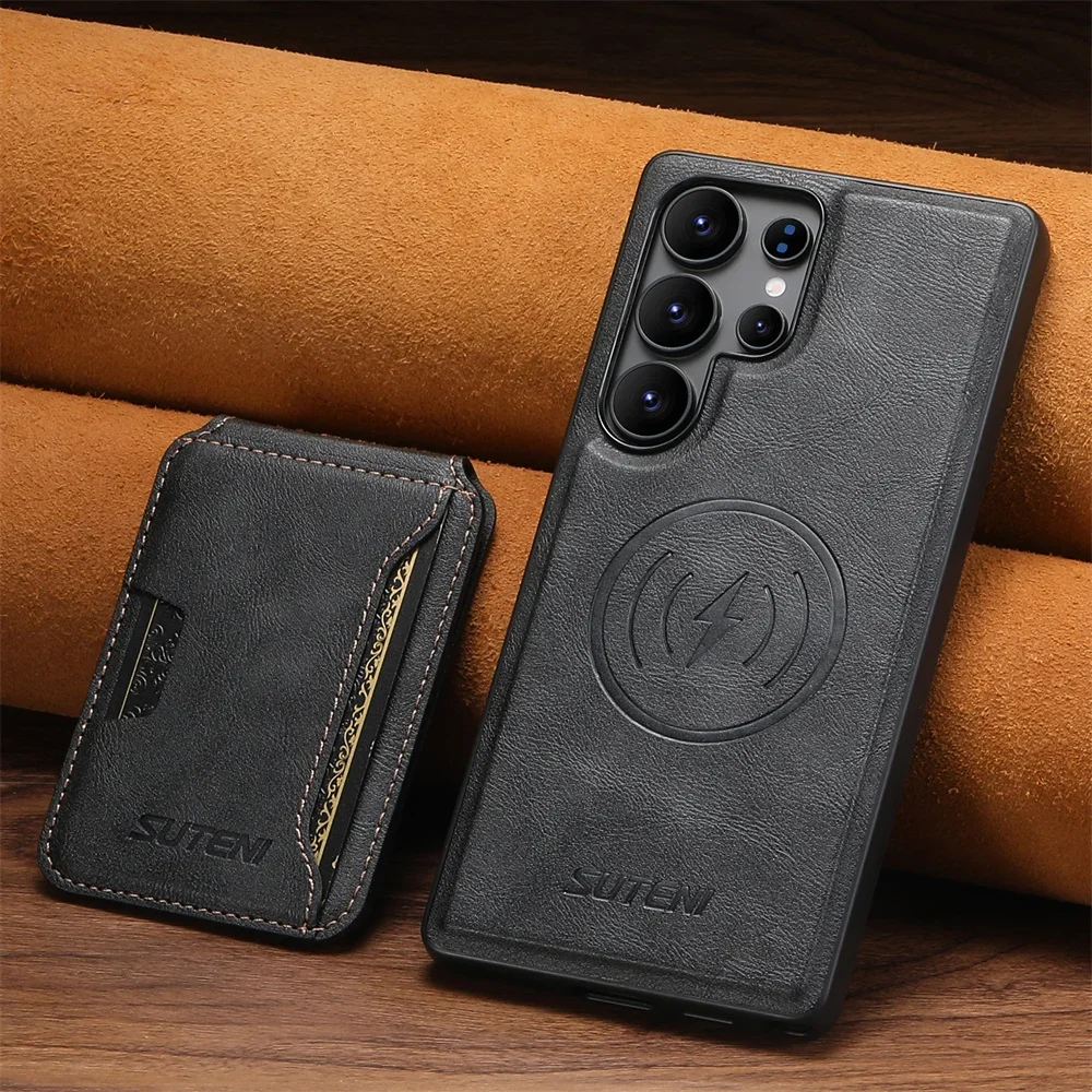 

Wireless Charger Detachable Magnetic Wallet Case Card Holder Phone Case for Samsung Galaxy S25 S24 S23 S22 Ultra Leather Cover