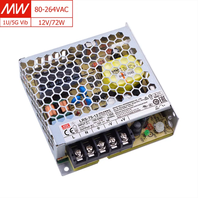 

Блок питания Mean Well LRS-75-12, 75 Вт, 12 В, импульсный, 6 А, выход постоянного тока, для светодиодного освещения и промышленной автоматизации