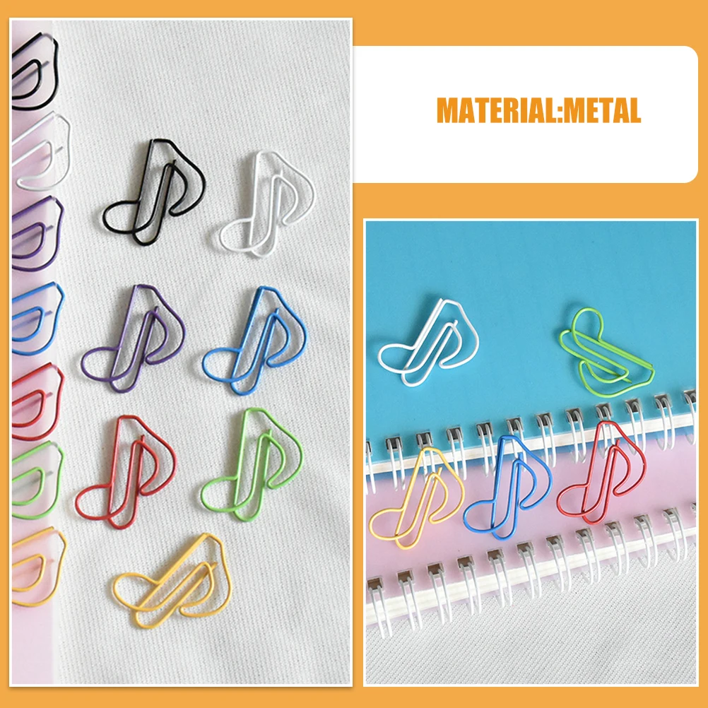 50PCS Music Paper Clips Decorative Metal Clips Bookmark Clips Page Clips Music Note Shaped Paper Clips for Office and School Use