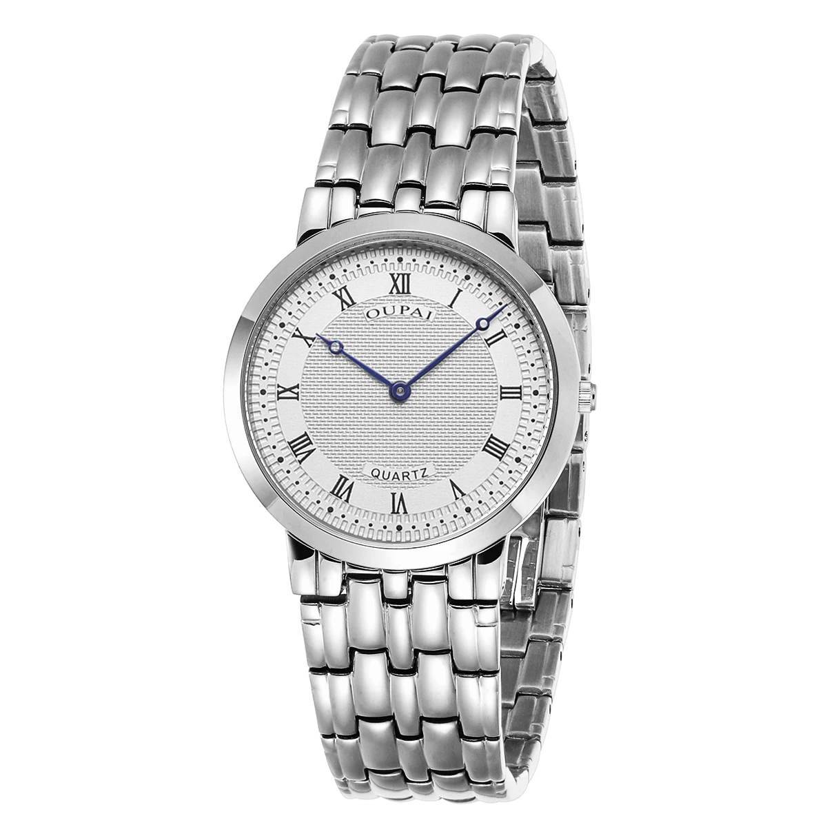 Мужские часы Oupai, серебристые, круглые, тонкие, толщиной 7 мм, циферблат, ремешок из нержавеющей стали, кварцевый механизм, повседневная классика
