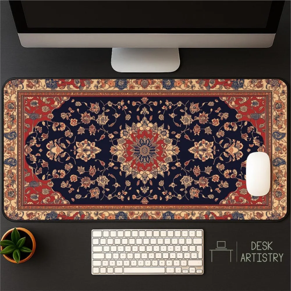 Persian Rug Desk Mat – Intricate Floral Pattern Mouse Pad decoração setup gamer tapis de souris xxl escritorio accesorios