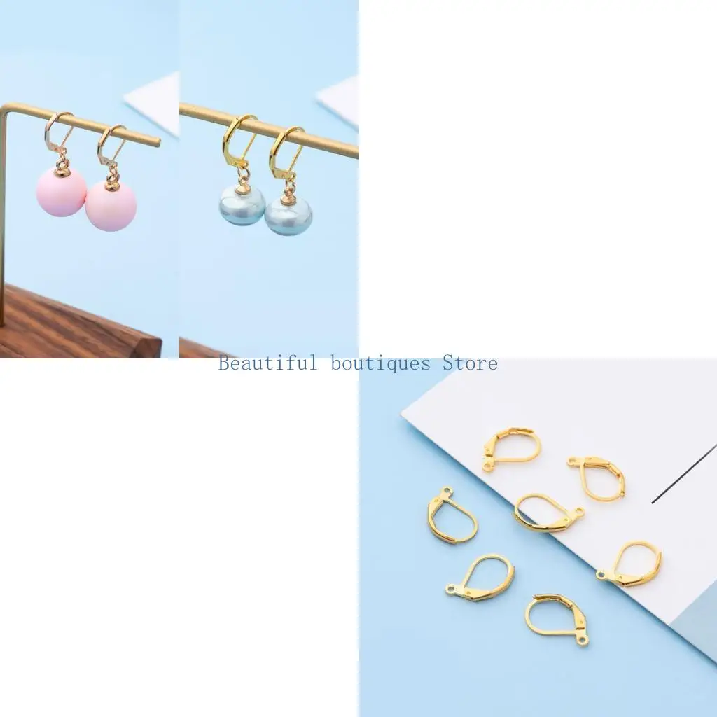U4LF Metal Leverback Ear Hooks for DIY Jewelry Making, 60 Piece Set with Loop Connector for Drop Attachment and Repairs