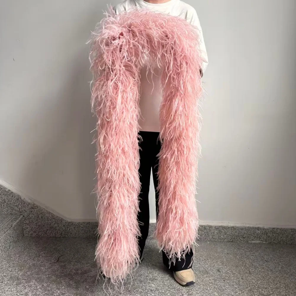 3 6 10 15 20 Ply Boa Dusty Pink Ostrich Feather Decoration Trim 2 Meters for Dress Sewing Costume Wedding Party Craft Ornament