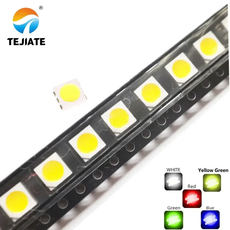 100pcs 5050 White/warm White/Blue/Green/RED/YELLOW SMD/SMT LED PLCC-6 5050 Smd Led 60MA 10-18LM 0.2W
