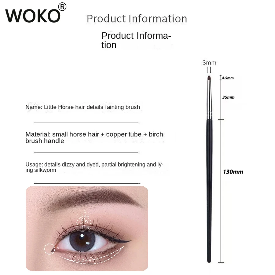 التفاصيل فرشاة ظلال العيون فرشاة للمكياج لطخة كحل لطخة فرشاة شعر الحصان رأس مستدير أداة ماكياج ظلال العيون الدقيقة #5