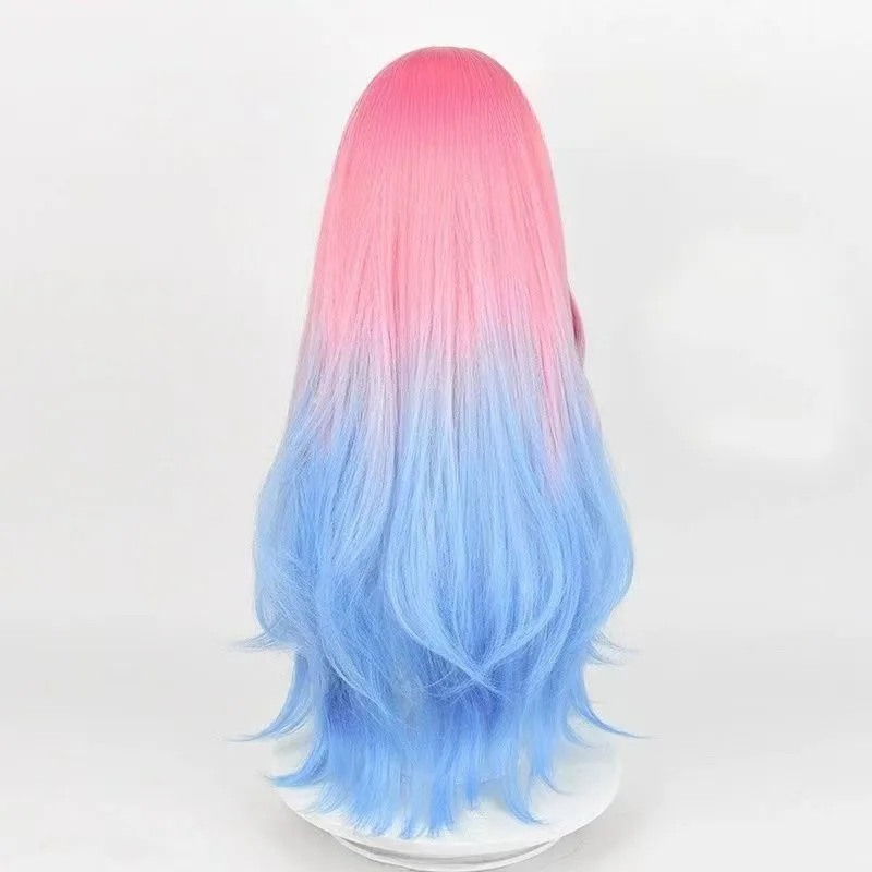 1-delige onregelmatig gevormde podiumcosplaypruik, verfbaar, schattig roze verloop