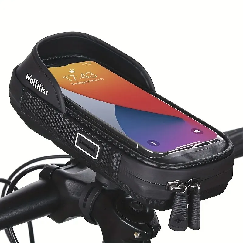 MultiDirectional Adjustable Bike Bag Cycling Waterproof Front Top Tube Touch Screen Phone Hanging Pocket With Mount Holder Stand