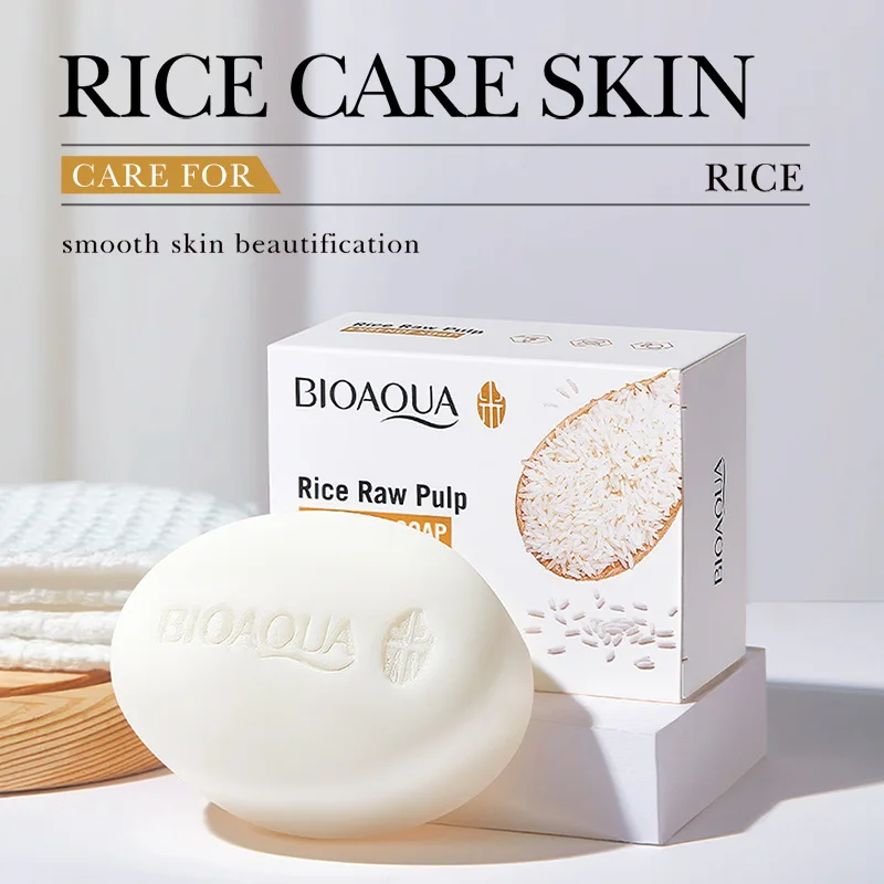 

BIOAQUA White Rice Raw Pulp Facial Soap Face Wash Foam Facial Cleanser Moisturizing Oil Control Body Bathing Handmade Soap