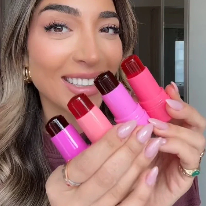1/2/4PCS Adesivo fard idratante a lunga durata Lucidalabbra Rouge Crema Gelatina Rossetto Guancia Blush Stick Trucco viso Cosmetici