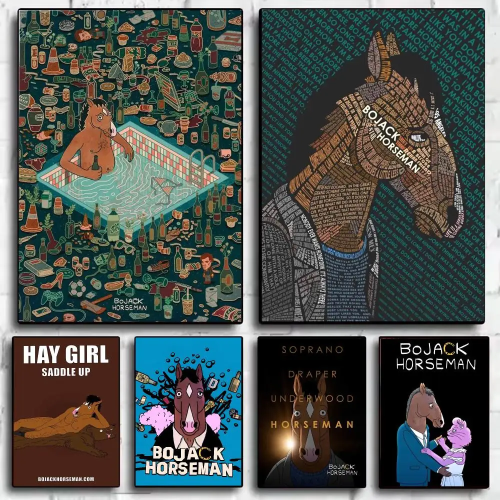 Cartoon B-BoJack Horseman Poster Aesthetic Wall Art Print Modern Bedroom Living Room Decor Trendy Gift