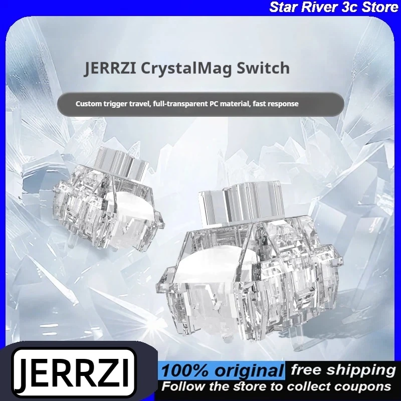 JERRZI Crystalmag Switch Fully Transparent PC Material Dust-Proof Structure Customizable Fast-Trigger for Mechanical Keyboards