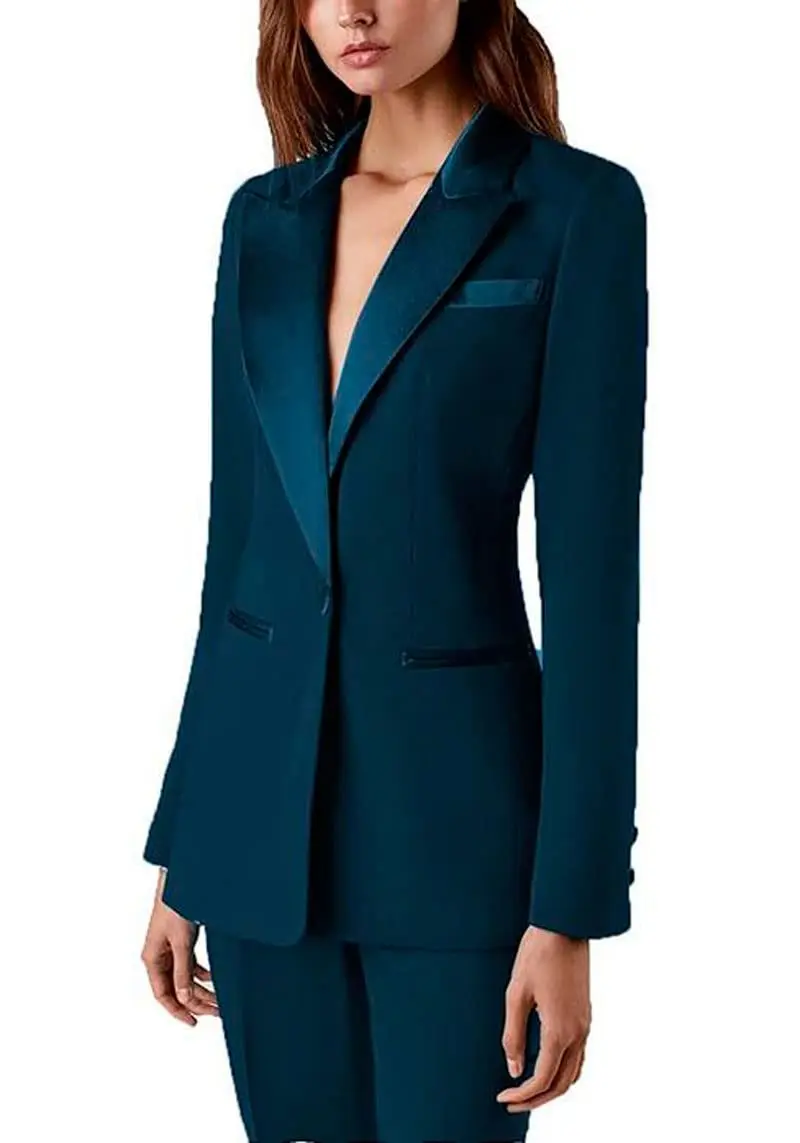 Imagem -03 - Peça Escritório Elegante Primavera Terno para Mulheres Slim Fitvelvet Lapela Chique Outerwear Manga Longa Casual Wear Outfit Prom Party Blazers 2