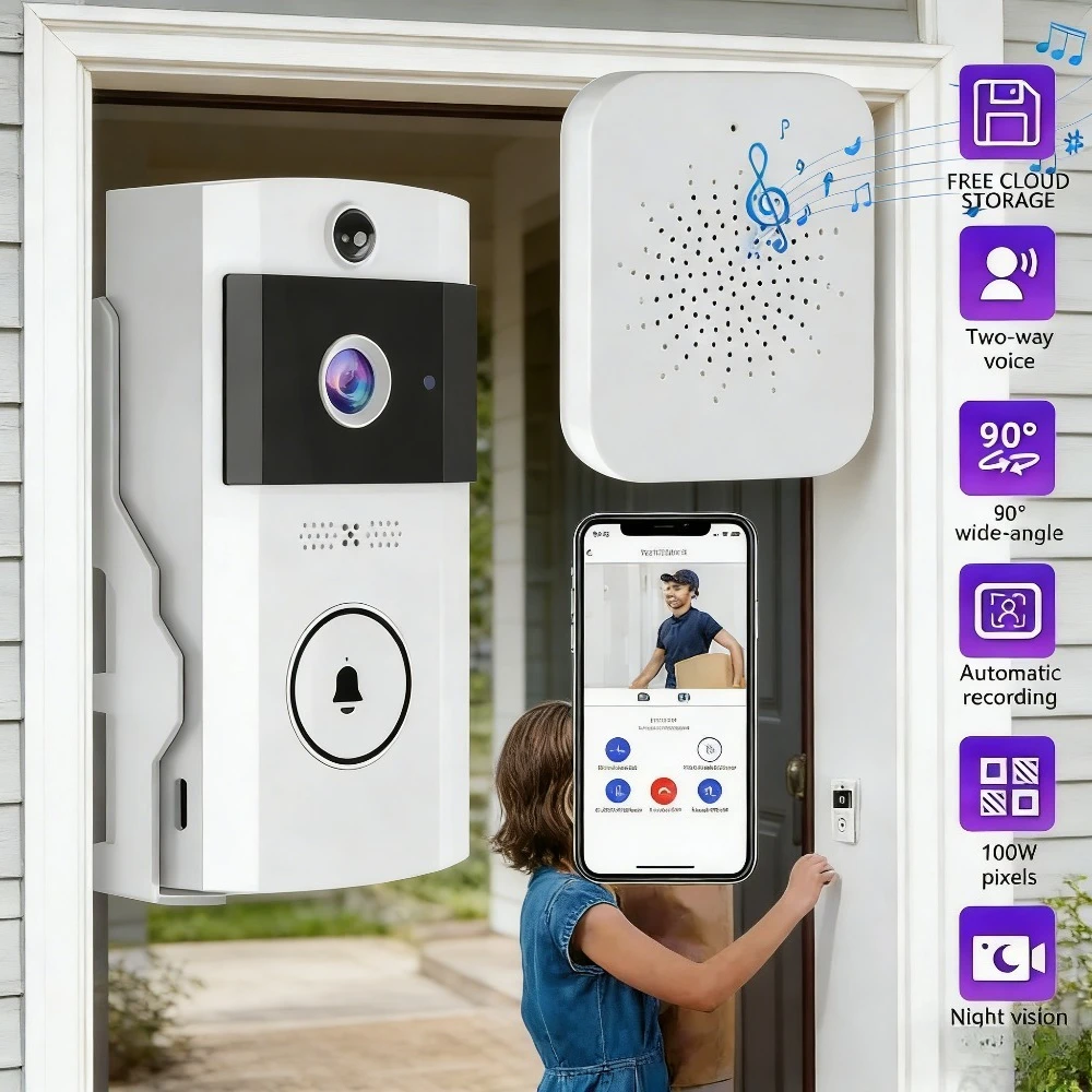 

Беспроводной видеодомофон U9 WiFi 2.4G 720P HD с ИК ночным видением, изменением голоса, PIR-датчиком движения и управлением через приложение X Smart Home для дома и квартиры