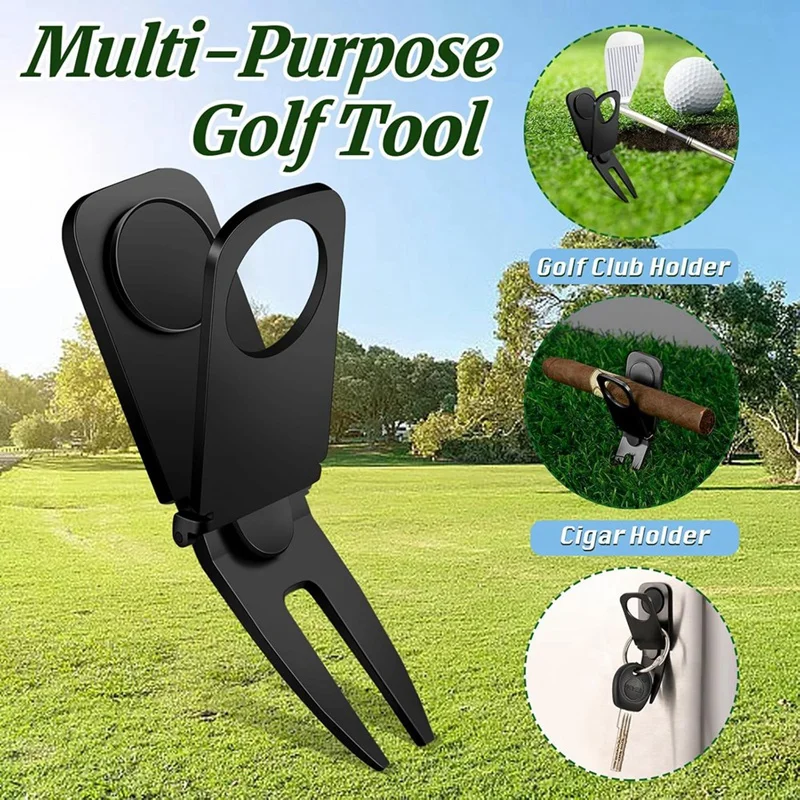 Golf Turf Tool Cigars Holder Golf Sports Stand Green Fork Cigars Holder Magnetic Golf Tool Golf Fork