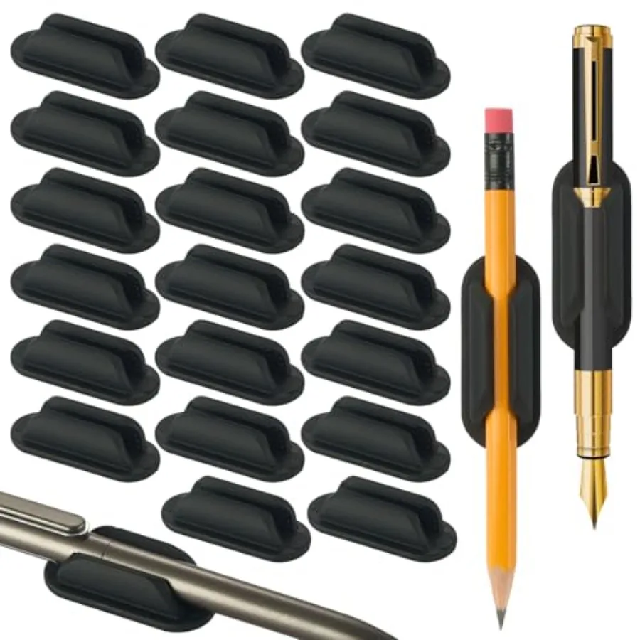 20 PCS Adhesive Pencil Holders, Silicone Marker Organizer for Desk, Notebook, Wall or Clipboard, Reusable Teacher Supplies for