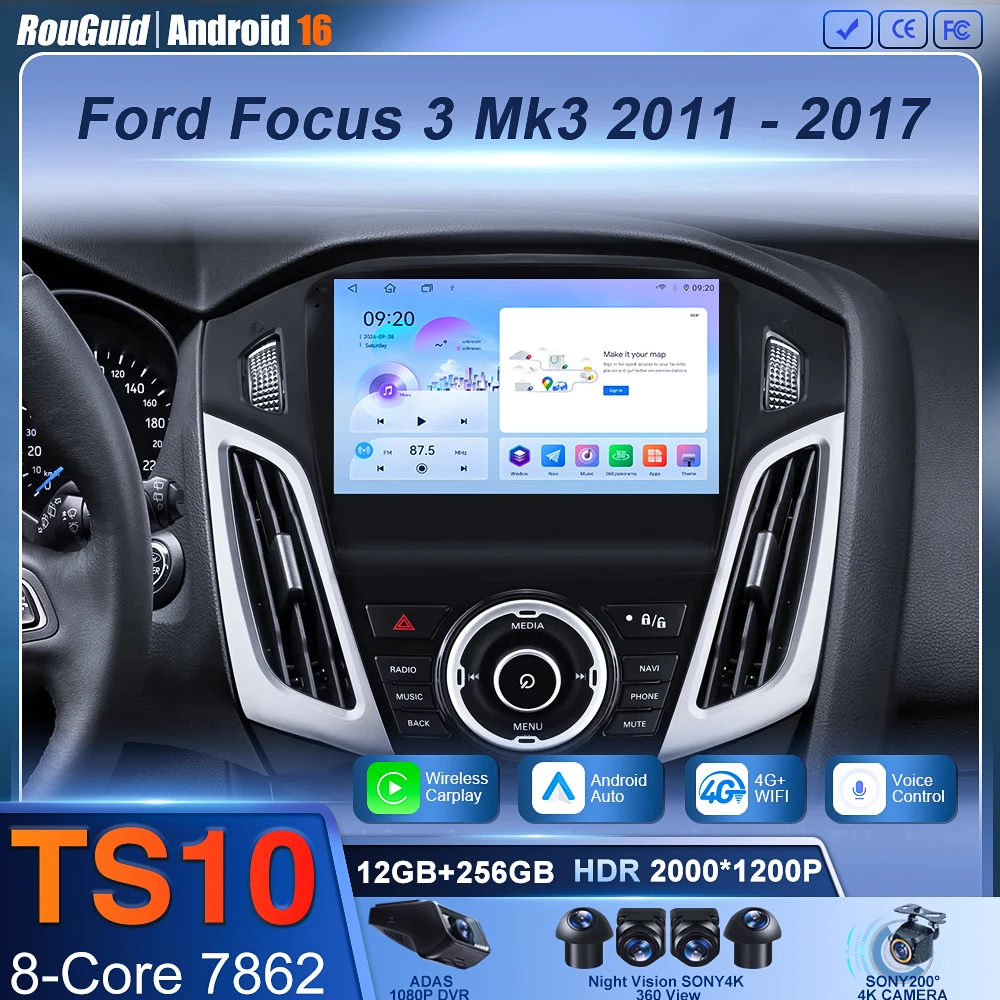 

Android 16 Car Radio For Ford Focus 3 Mk3 2011 2012 - 2019 Multimedia Video Player Android AutoCarplay Auto Stereo GPS 5G WiFi