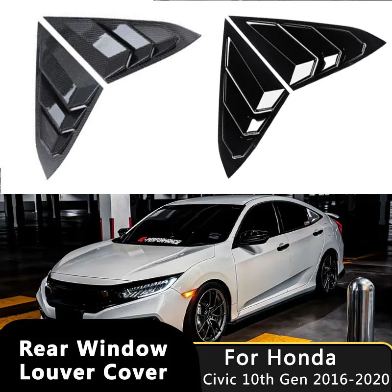 Car Rear Quarter Window Shutter Cover Side Vent Louver For Honda Civic 10th Gen 2016-2020 Trim Sticker Racing Style Accessories