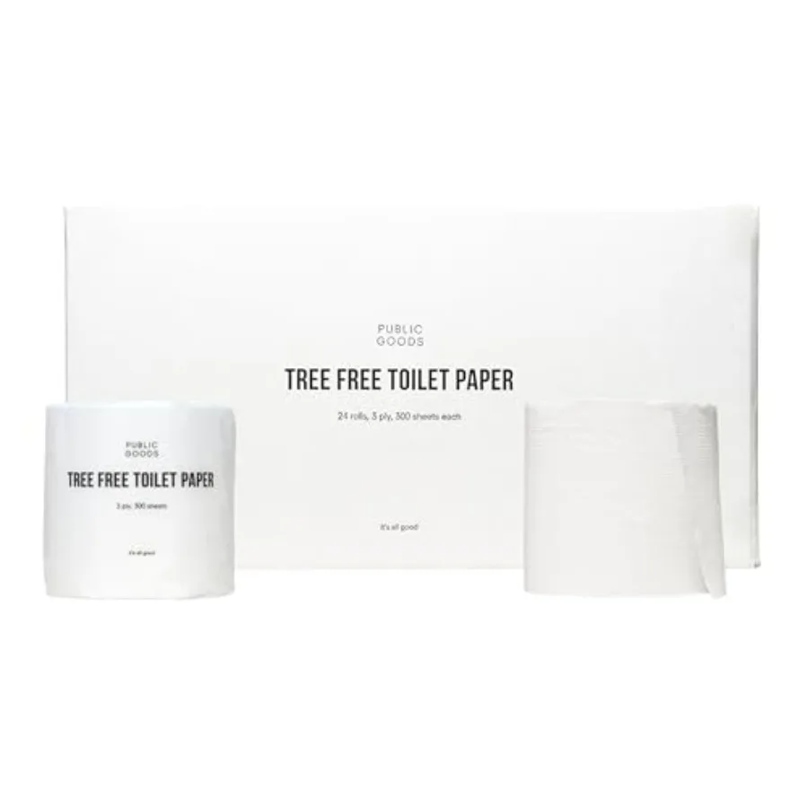 

Туалетная бумага без содержания древесных волокон, 24 упаковки, 3-слойная, из бамбука и сахарного тростника, 300 листов в рулоне, безопасна для септиков, индивидуальная упаковка.