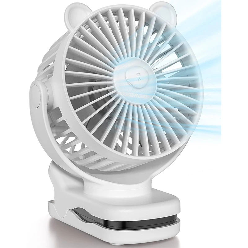 Cat Ear Clip On Fan, Ventilador De Operação Ajustável, 3 velocidades