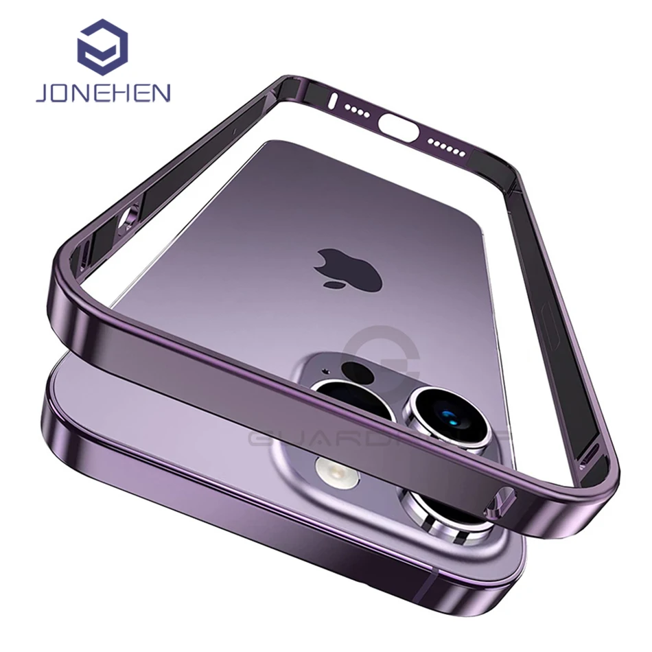 Ultra Thin Aluminum Metal Frame Light Bumper Case For iPhone 12 13 14 Plus 15 Pro Max Luxury Alloy Protective Back Acccessories