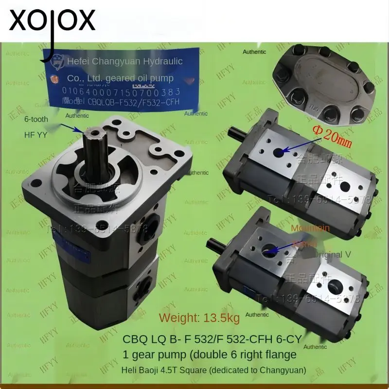 XOJOX For Hydraulic pump Hydraulic oil pump Gear oil pump Gear pump CBQLQB-F532/F532-CFH6 High quality Forklift truck accesso