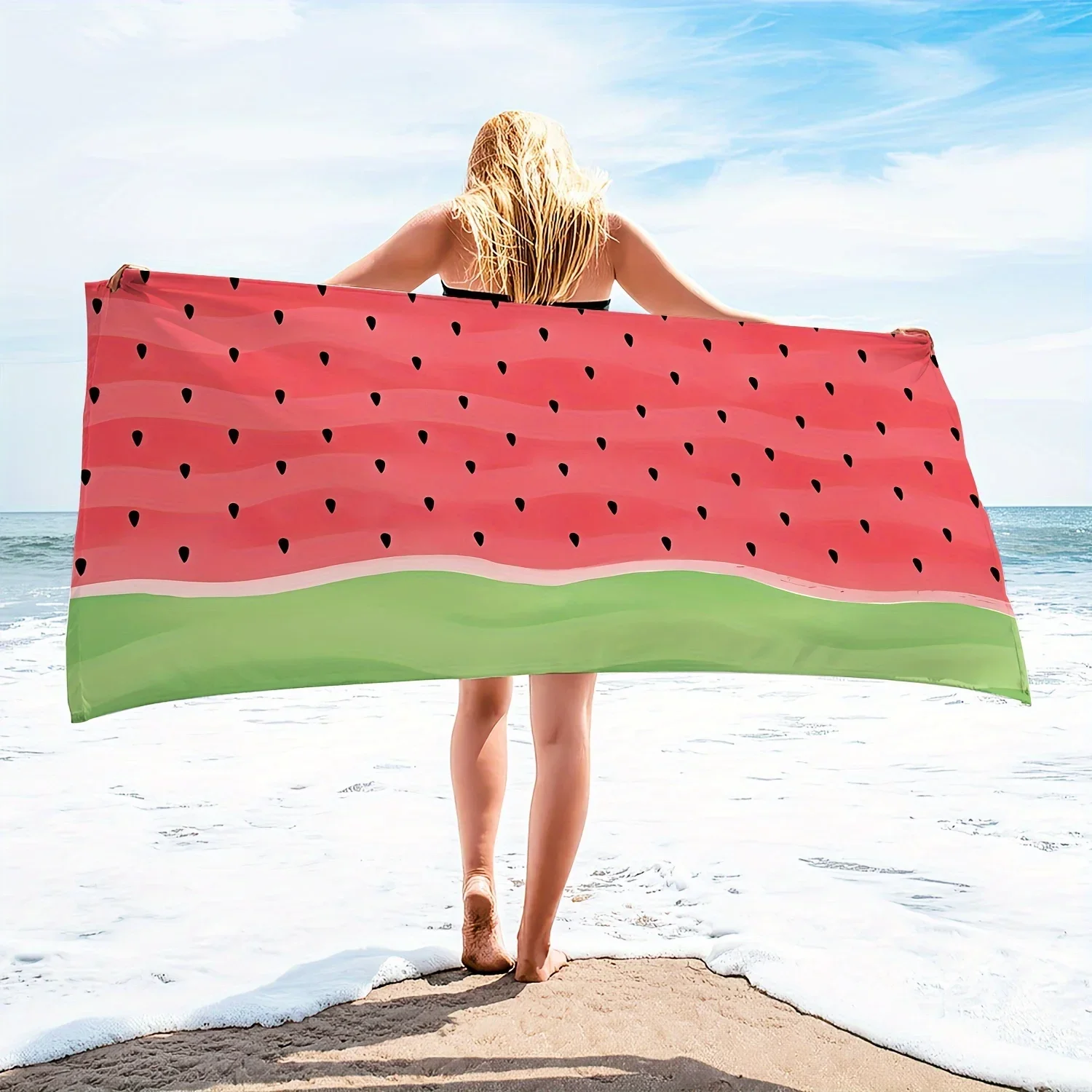 

1 шт. пляжное полотенце с рисунком арбуза, мягкое большое банное полотенце, подходящее для занятий спортом на открытом воздухе, плавания, тренажерного зала, коврика для йоги