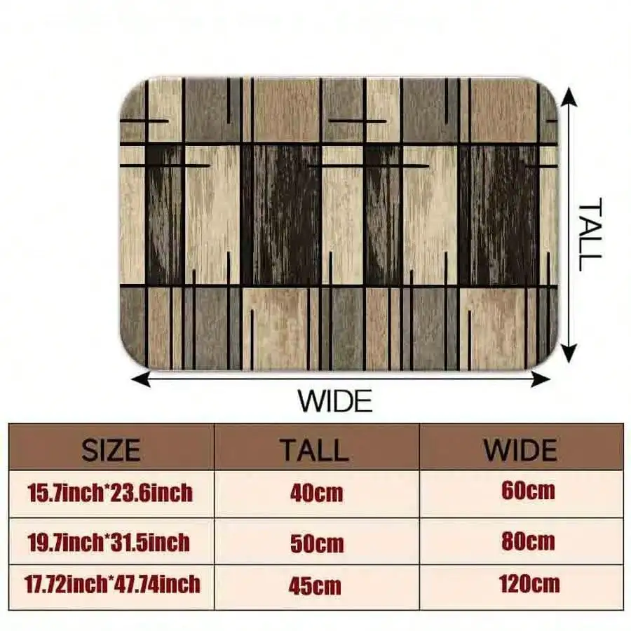 1pc Flannel Floor MatModern Abstract Geometric Wood Grain Print Floor Mat Non-Slip Area Rug For Home DecorNon-Slip, Machine Washable, Soft Area Rug For Home