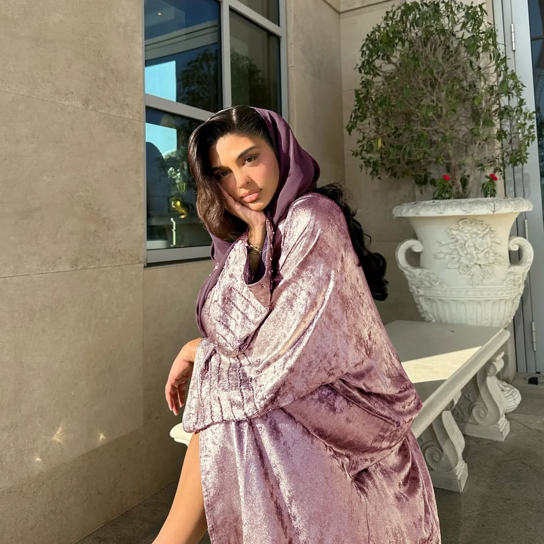 

Eid Silk Bronzing Open Abaya for Women Kimono Muslim Luxury Gulf Abayas 2024 Dubai Turkish Islamic Clothing Moroccan Kaftan Robe