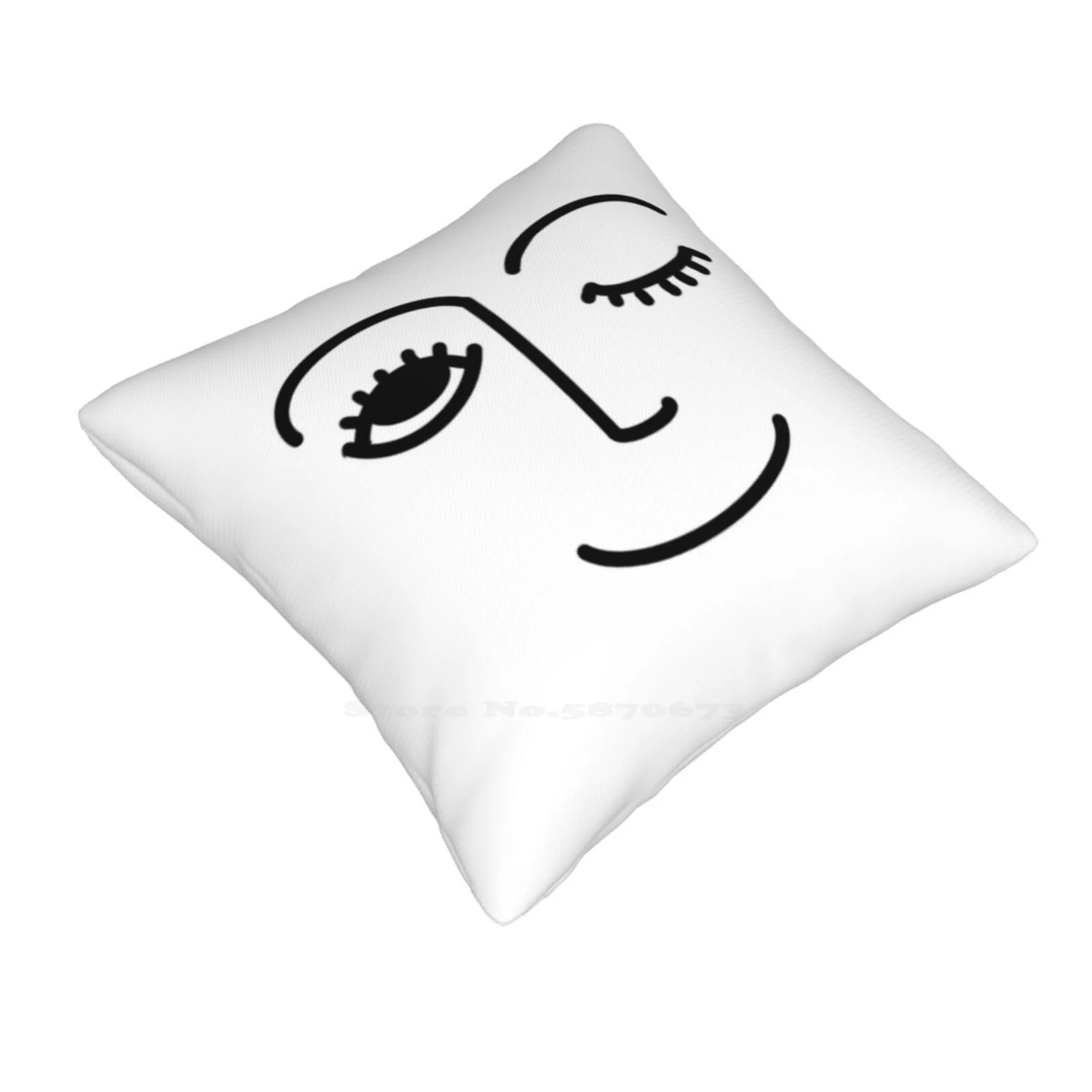 Cute Winky Face Soft Comfortable Pillowcase Cute Smile Wink Face Line Art