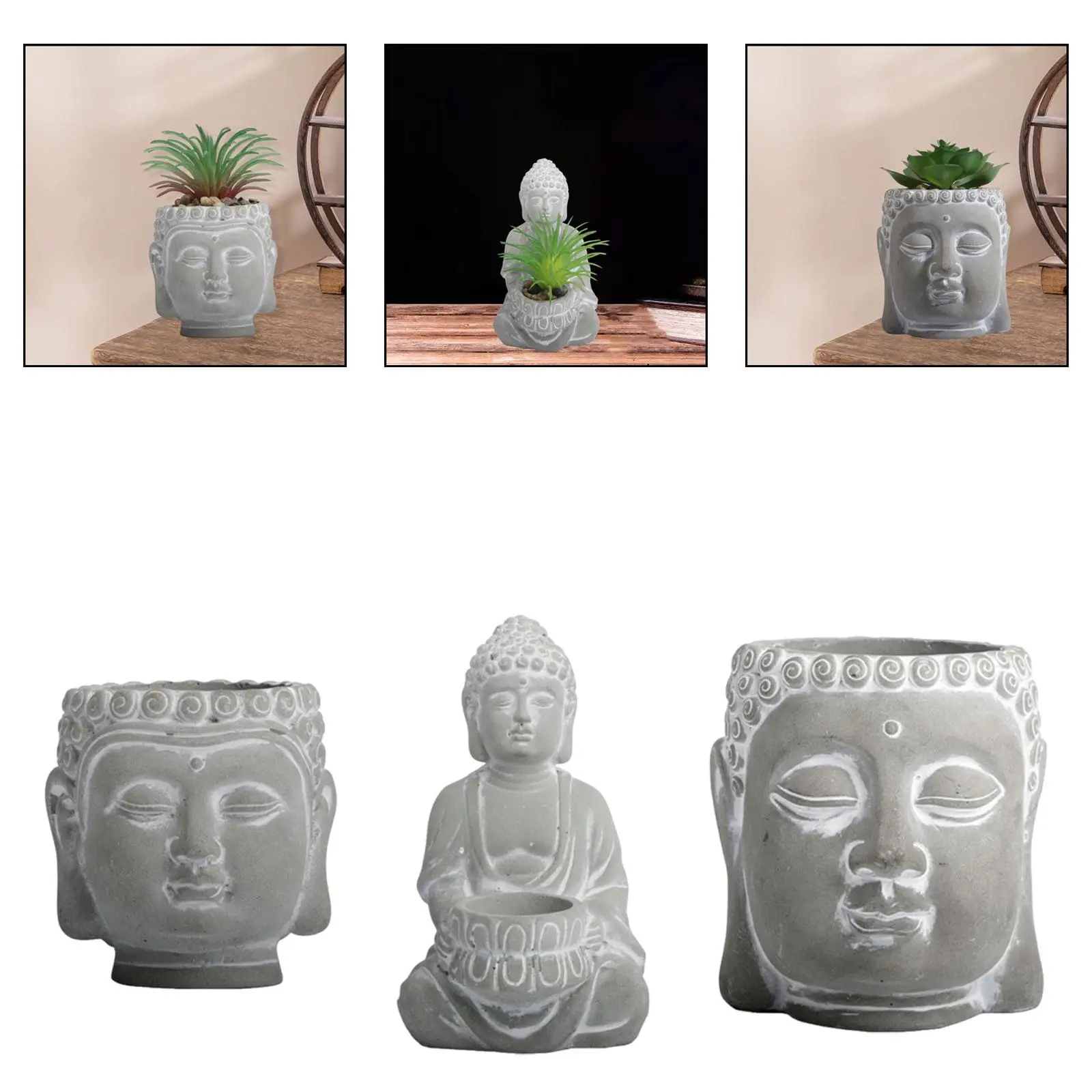 Pot de fleurs Bouddha Tranquille, jolie jardinière décorative en résine, ornement de jardin pour la maison ou le bureau