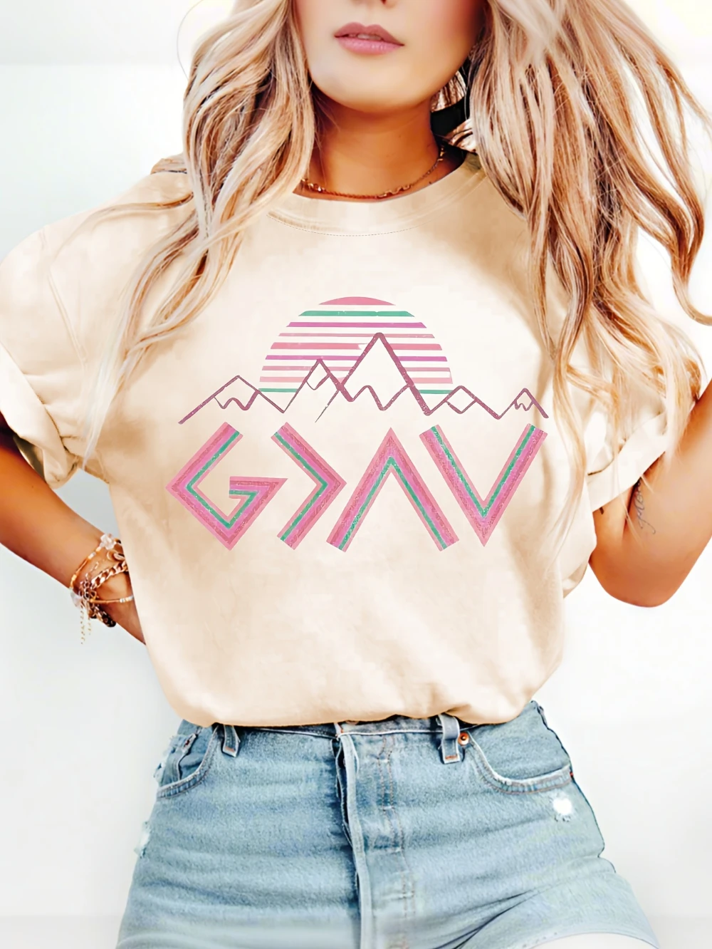 Camisetas cristianas con la frase "Dios Transcende Picos y Valles", camisetas con la frase "La Fe Puede Mover Montañas", camisetas de verano para parejas con la frase "Faith Can Move Mountains".