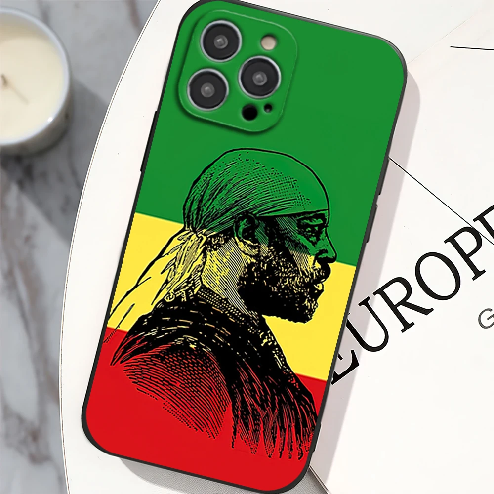 Emperor Menelik II of Ethiopia Phone Case for iPhone 12 11 13 14 15 16 Max Pro Plus Black Soft Silicone Cover