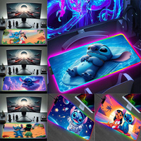 RGB Pc Gamer Keyboard Mouse Pad Mousepad Cute anime couple Stitch LED Glowing Mouse Mats Rubber Gaming Computer Mausepad