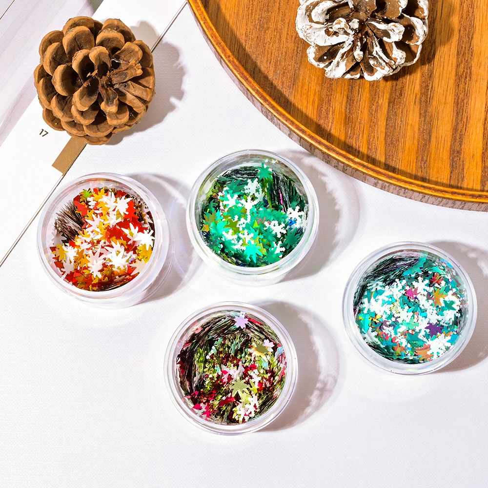 حورية البحر تأثير الترتر مسمار الفن اكسسوارات الديكور المبهر مسمار بريق رقائق قوس قزح عيد الميلاد مابل ليف مانيكير العرض #3