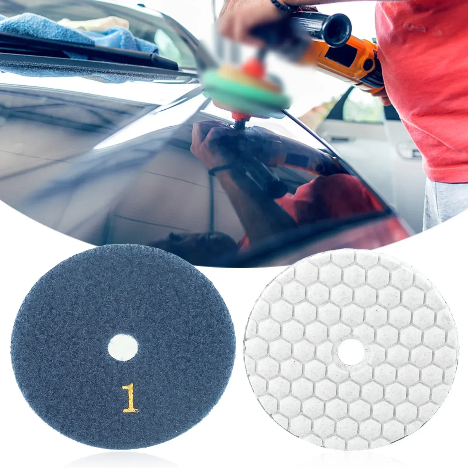 Grit 50-3000 Dry Polishing Pads Set  Diamond Polishing Pad 80x80x5mm For Marble Quartzite Glass Stone Polishing Inner 12mm