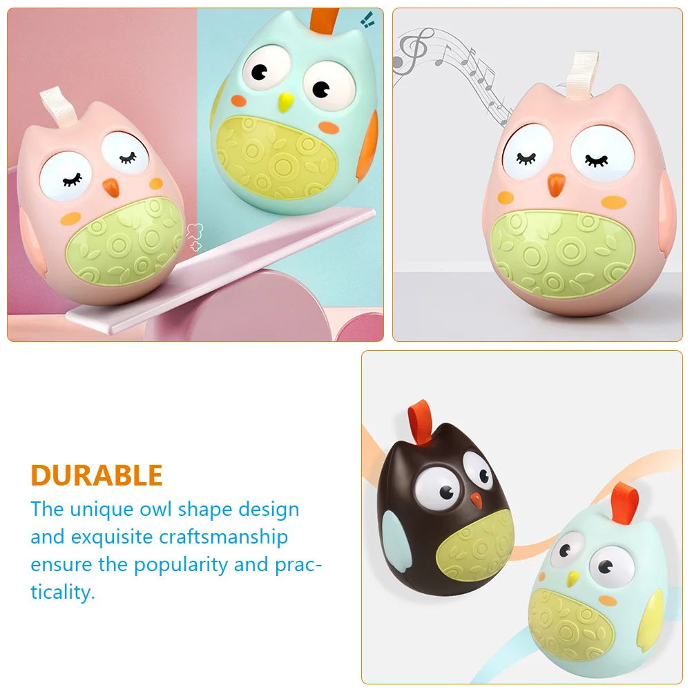 2 pçs forma de coruja tumbler infantil chocalho sino melodioso brinquedo educativo do bebê aprendizagem precoce desenvolvimento presente