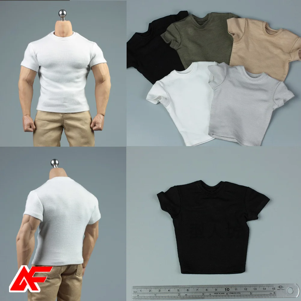 ABS 1/6 mâle à la mode grande chemise serrée à manches courtes vêtements modèle adapté 12 ''AT027/M34/35 figurine de soldat poupées corporelles musculaires