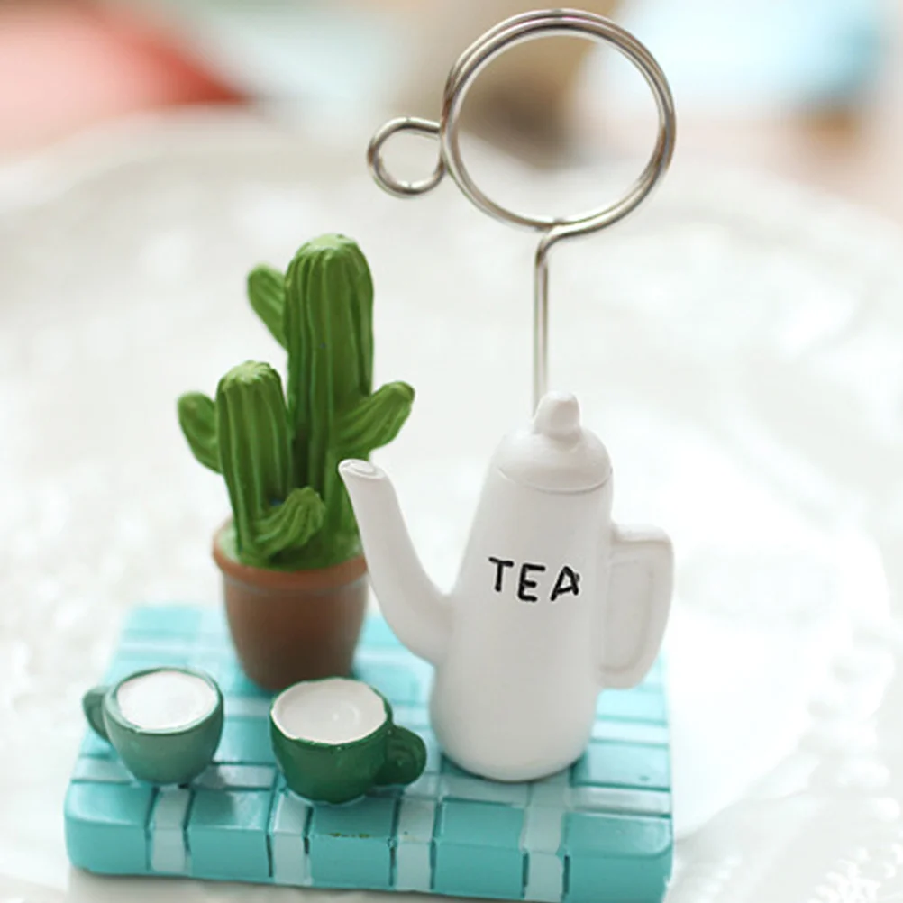 

2Pcs Succulent Note Clips Mini Teapot Resin Photo Holders Creative Picture Clips Home Office Decoration Craft Display