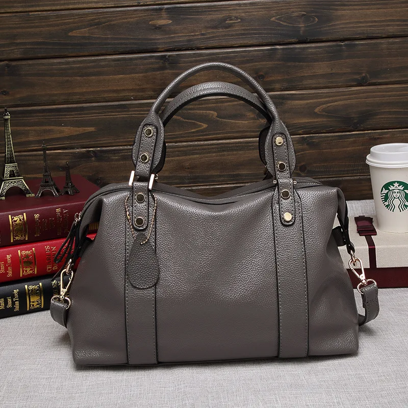 GPR Retro Leather Ladies Boston Bags Handbag Women Korean Female Shoulder Bag Fashion Tote Bag