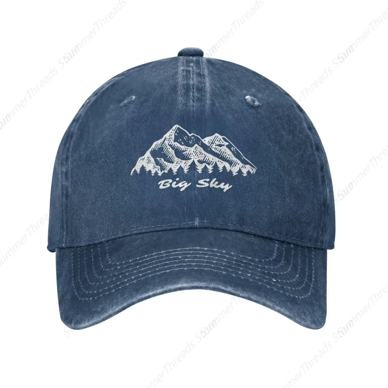 Big Sky Montana Retro Mountain Baseball Cap Trendy Trucker Hat Men Women Sunhat Washed Denim Cowboy Hats