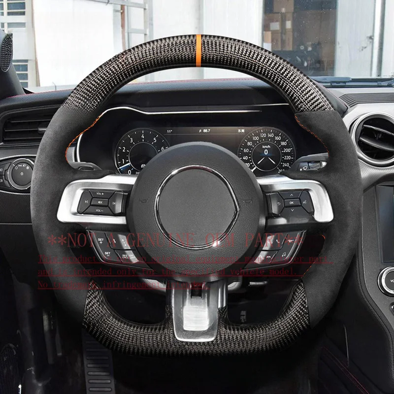 For Ford Steering Wheel Horn Cover 15-21 Mustang Alcantara Carbon Fiber Custom Horn Shell Decorative Cover