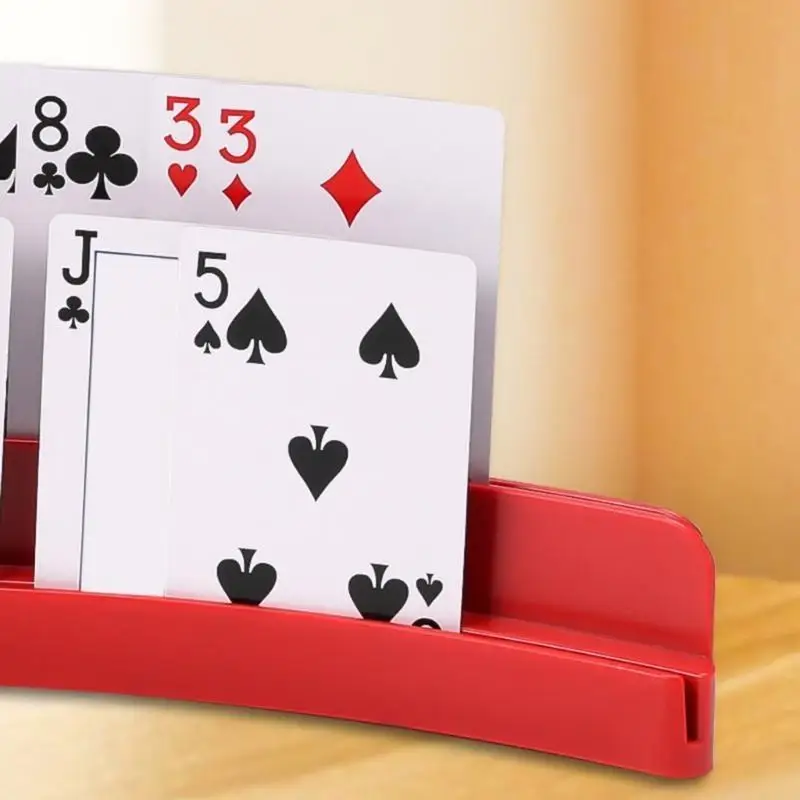 

652F Double Layer Playing Card Holder Plastic Playing Card Rack Organizers Display Stand Game Seats Card Deck