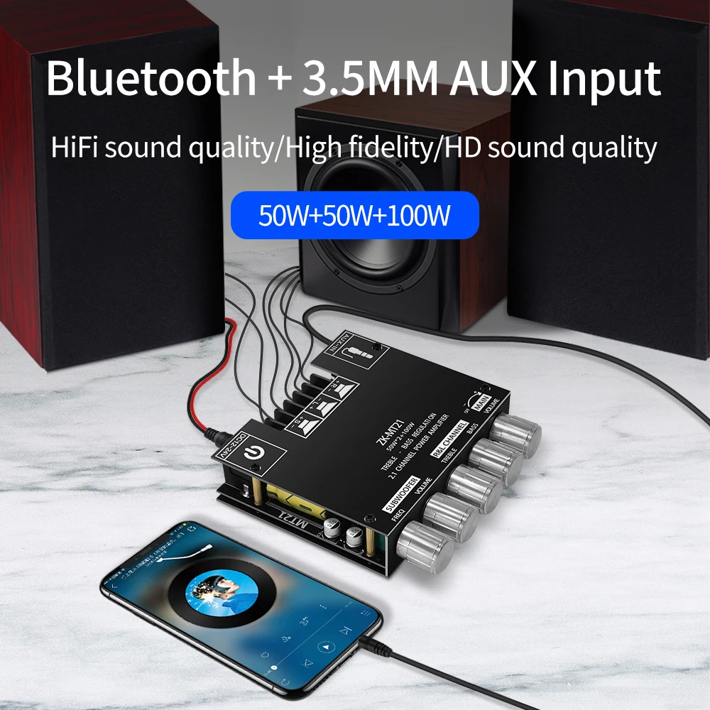 ZK-MT21 Channel Bluetooth 9. 0 CS8673E 5,0 панель усилителя сабвуфера 50 Вт X 2 + 2,1 Вт Мощный аудио стерео усилитель панель бас усилитель AUX