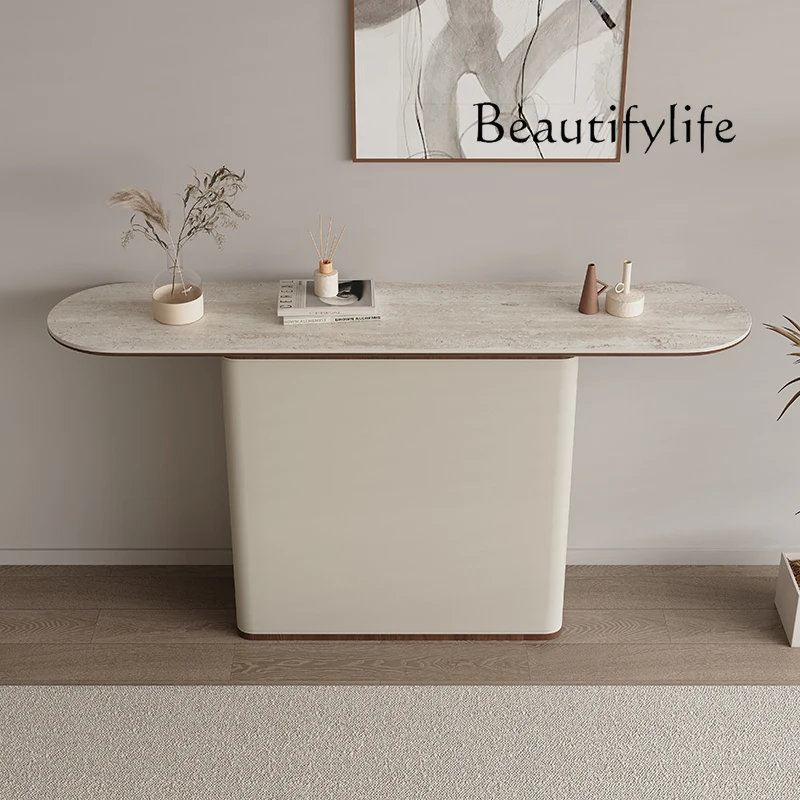 

Retro style entrance entrance table Italian minimalist living room corridor aisle rock slab entrance platform