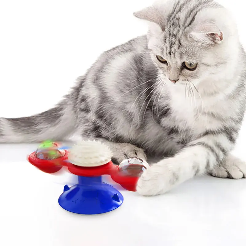 Windmill cat toy cat interactive pet toy educational cat game toy with rotating turntable kitten leak feeder pet supplies