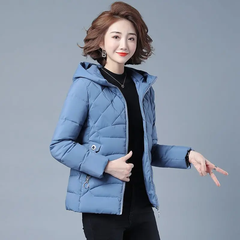 

New Winter Hooded Snow Jackets Female Long Sleeve Warm Thick Parkas Women Cotton Clothes Padded Lightweight Coat Outwear G911